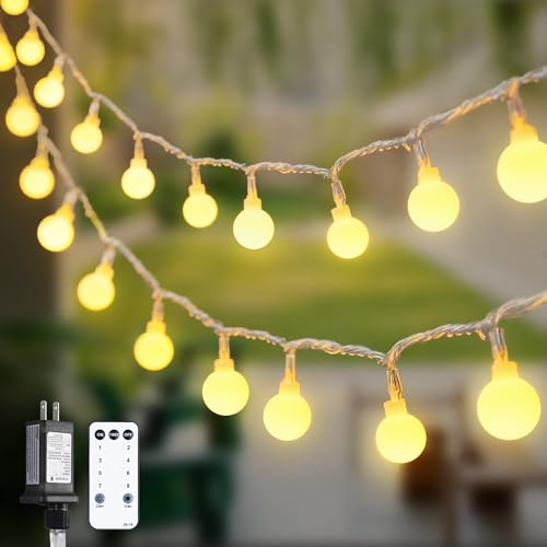 147ft Globe String Lights Outdoor Waterproof, 300 LED Indoor Christmas Lights Plug in with Remote, Hanging Fairy Light for Bedroom Holiday Party Patio Garden Christmas Decorations, Warm White - color: Warm White, size: 300 LED Plug