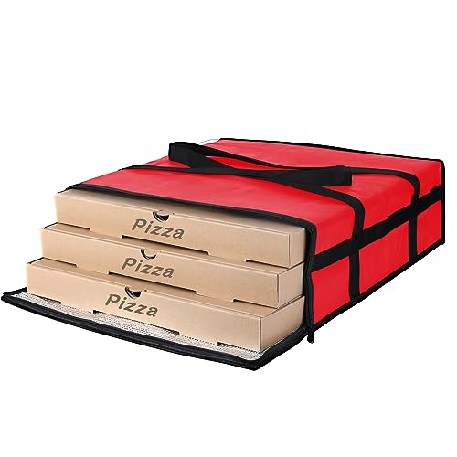 CIVJET Insulated Pizza Delivery Bag for Carry Hot, 20" x 20" x 6" Carrier Warmer, Insulated Food Delivery Bag, Insulated Grocery Cooler Bags for Catering/Drivers, Commercial Food Warmers（Red, 1Pk） - color: Red, size: 20 X 20 X 6 Inches