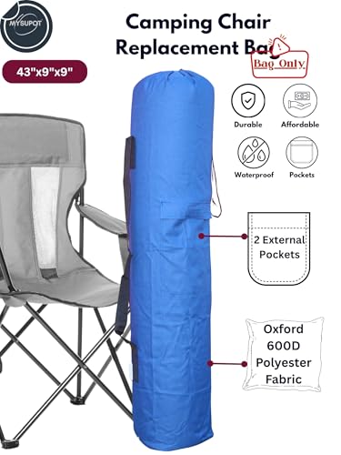 Replacement Bag for Folding Camping Chair, Portable Camp Chair, Hammock, Yoga Mat, Umbrella, Tents, Tripods, Fishing Poles - 420D Oxford Polyester Fabric - color: Blue, size: Large 43"x9"x9" (600D)