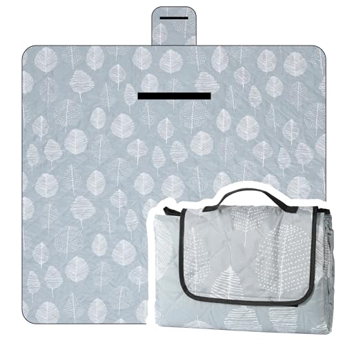 Dimatic Cute Picnic Blankets 78"x78" Extra Large Beach Blankets Waterproof Sand Proof Foldable Portable for Outdoor Family Camping - color: Grey