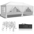 VINGLI 10x20 ft Pop Up Canopy Tent with 6 Sidewalls with Carry Bag, Outdoor Gazebo Shelter, Patio Event Tent Outdoor Canopy Commercial Canopy(White) - color: White