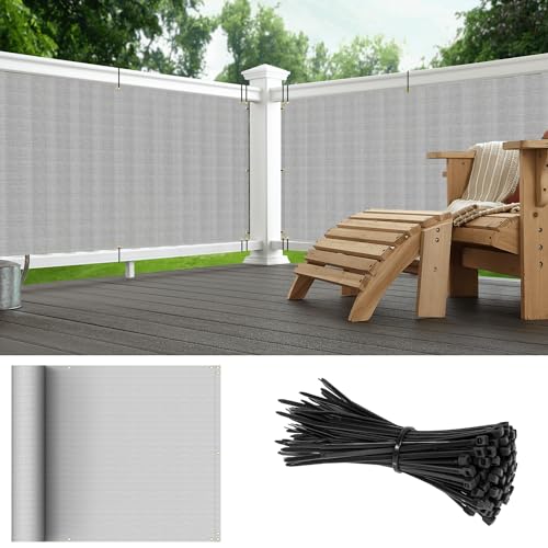 2.5'x3' Balcony Privacy Screen Fence Panels Outdoor Deck Shade Fencing, Apartments Railing Cover UV Protection Outside Screen for Patio Porch, Light Gray - color: Light Gray, size: 2.5'x3'