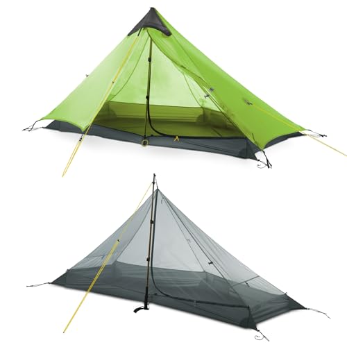 LANSHAN Ultralight Tent 3-Season Backpacking Tent for 1-Person or 2-Person Camping, Trekking, Kayaking, Climbing, Hiking - color: 1-person, green
