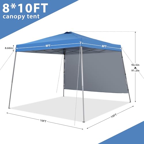 GDY 10x10 FT Pop Up Canopy Outdoor Instant Tent Slant Legs with a Sidewall,Equipment Vents, Portable Gazebo Shelter for Patio, Deck, Beach and Garden,Sky Blue. - color: Blue