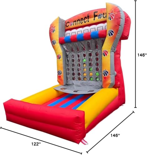 PVC Giant 4 in a Row Connect Inflatable 4-to-Score Basketball Game with Blower+20 Balls, Inflatable Carnival Games for Commercial Bussiness, Lawn Games, School Events
