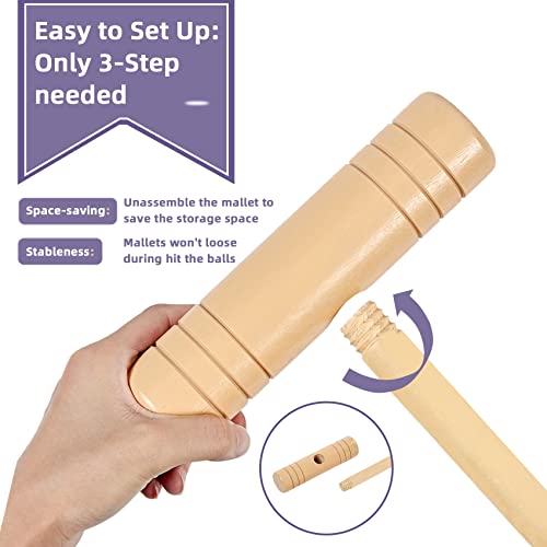 ApudArmis 32In Six Player Croquet Set with Deluxe Premiun Pine Wooden Mallets,Colored Ball,Wickets,Stakes - Lawn Backyard Game Set for Adults/Teens/Family (Large Carry Bag Including) - size: 32'' Regulation