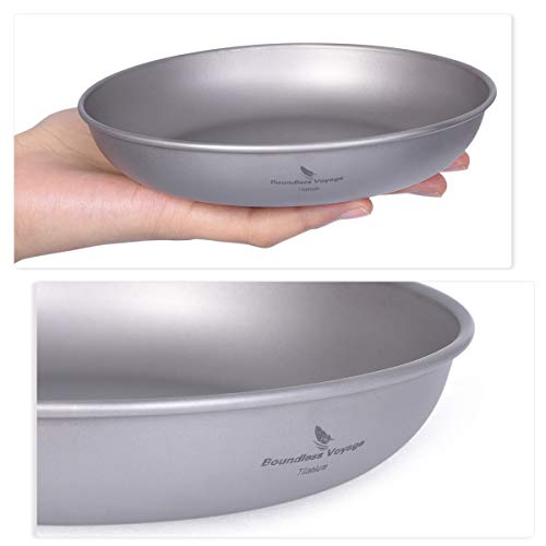 iBasingo Titanium Pan Dish Plate with Carry Mesh Bag Ultralight for Outdoor Camping Tableware Cookware Mess Kit A-Ti1102T - color: M- Ti1102T