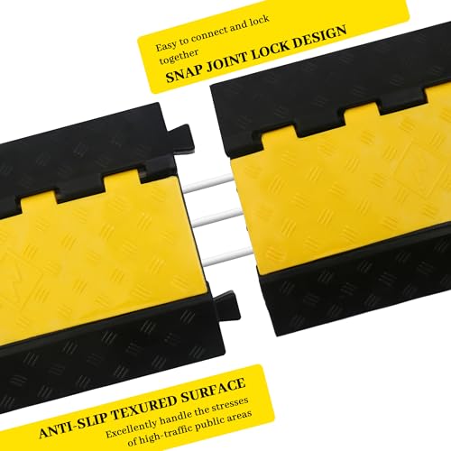 Rubber Cable Ramp Cable Protector Ramps Wire Hose Protective 3 Channel Traffic Rubber Plastic Cord Cover Speed Bump for Asphalt Concrete Gravel Driveway Outdoor, 1 Pack - color: 3 channel-1 pack