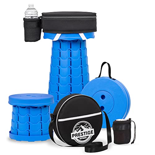 Collapsible Stool With 3-in-1 Cushioned Carry Case, 400lbs Max Weight, Lightweight Portable Retractable Foldable Telescoping Camping Stool for Adults Outdoor Fishing Hiking Travel BBQ - color: Blue, size: 1 Pack Stool with Carry Case
