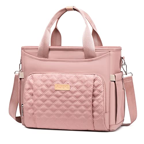 AIJIEKE Extra Large Lunch Bag for Women & Men, Insulated Leakproof Lunch Box for Work, Reusable Adult Lunch Tote with Shoulder Strap, Multi-Pocket Cooler Bag for Office, Picnic, Beach, Pink - color: Pink