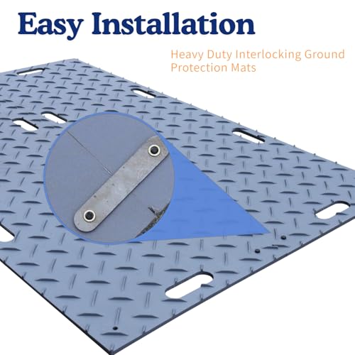 2 Pack 2'x4' Ground Interlocking Protection Mats, Ergonomic Portable Handles, High Load Capacity Ground Mats for Lawn, Dirt