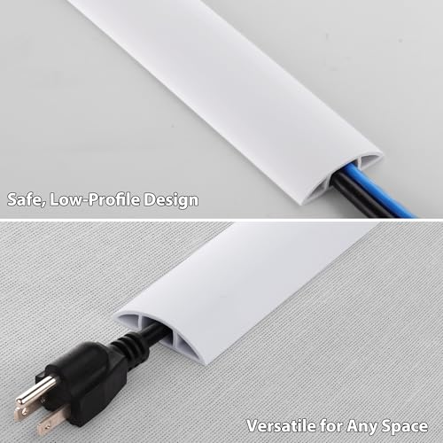 ZhiYo 5.6ft Cord Covers for Wires on Floor, Cord Hider Floor Hide Extension Cords, Soft PVC Cable Cover Cable Protector, Wire Cavity W0.62in H0.31in, White - color: White, size: 1.6'' W X 5.6' L