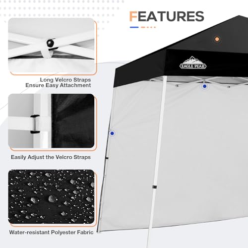 EAGLE PEAK Sunwall/Sidewall for 10x10 Slant Leg Canopy Only, 1 Sidewall, Black - color: Black