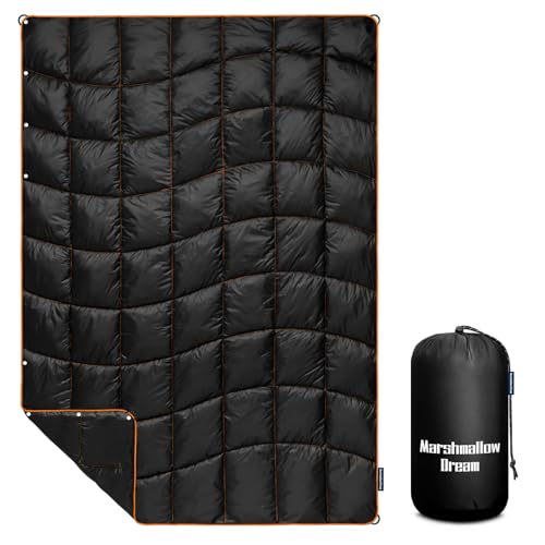 Camping Blanket,MINI Puffy Blanket Lightweight Windproof Water Resistant for Outdoors,Hiking,Beach,Car,Picnic,Stadium - color: Black, size: 39"x55"