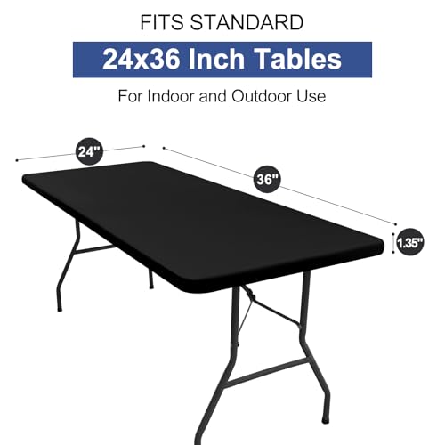 homing Rectangle Table Cloth Cover, Waterproof Polyester Elastic Fitted Tablecloth, Washable Table Protector for Picnic, Camping, Outdoor (Black, 24" x 36") - color: Black, size: 36" x 24" (Rectangular)