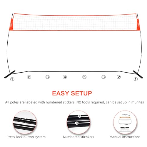 12FT/18FT Portable Volleyball Training Net for Hitting or Serving Drills, Outdoor & Indoor Freestanding Practice Net With Height Adjustable, Carry Bag - style: 18ft pop up volleyball net