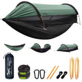 Camping Hammock Tent with Mosquito Net and Sunshade, Extra Large for 2 Person, Lightweight Hanging Hammocks Tree Straps, Bivvy Ground Tent for Outside, Hiking, and Travel - color: Hammock-green
