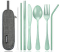 Portable Stainless Steel Flatware Set, Travel Camping Cutlery Set, Portable Utensil Travel Silverware Dinnerware Set with a Waterproof Case (Green) - color: Green