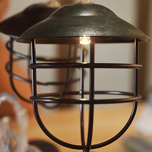 ACRAFT String Lights for Patio Metal Cage with Vintage Style Connectable Brown Lantern Pendant Lighting for Thanksgiving Christmas Lights for Tree Branches Outdoor Garden 10 Bulbs 7.1ft (Plug in)