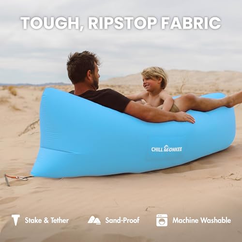 Portable Inflatable Lounger for Beach & Camping – Self-Inflating Air Couch, Beach Sofa, and Outdoor Lounge Chair for Relaxation and Comfort - color: Sky Blue