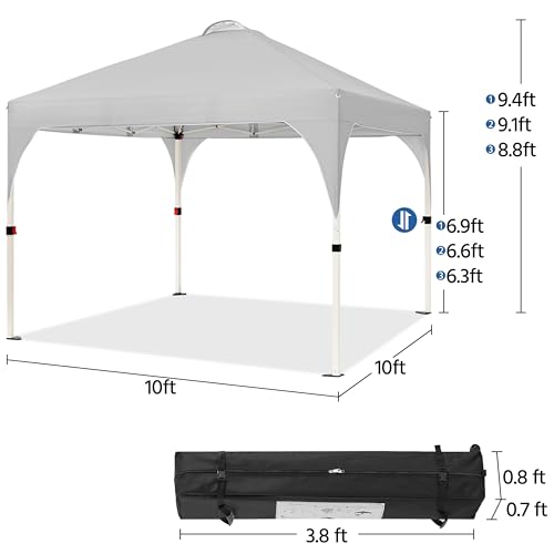 Yaheetech 10x10 Pop Up Canopy Tent with Vent, Easy Set Up Tent, Instant Sun Shelter Canopy with Wheeled Bag, 4 Sandbags, 12 Stakes & 4 Ropes, for Parties, Beach, Outdoor, Light Gray - color: Light Gray, size: 10x10