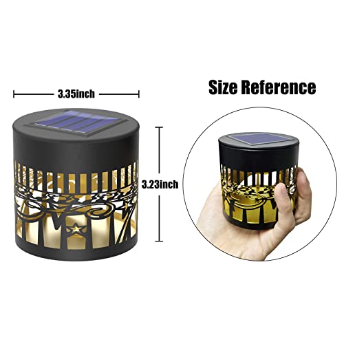 gardencave 4 Pack Solar Fence Lights Metal Solar Powered Outdoor Wall Deck Lights Sun Moon Theme Waterproof Fence Light for Garden Post Patio Backyard Yard Decor (Face, 4 Pack) - color: Face, size: 4 Pack