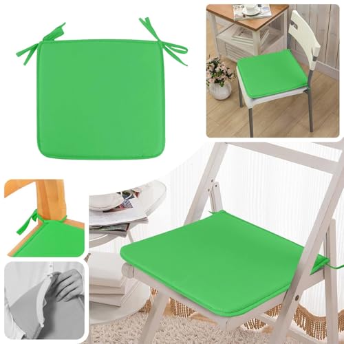 2-Pack Square Seat Cushions (15x15) - Soft Chair Pads with Ties for Indoor/Outdoor Use, Solid Color Comfort for Stools & Dining Chairs (Green) - color: Green