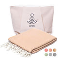 ATANI 69x35 in Oversized Turkish Beach Towel Set with Tote Bag – Quick-Dry 100% Turkish Cotton Peshtemal, Sand-Resistant, Lightweight for Shower, Travel, Pool, Yoga (Yellow) - color: Yellow + Bag, size: 35 inc x 69 inc