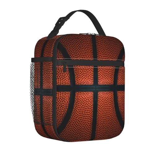 Basketball Ball Sport Appearance Insulated Lunch Bag Portable Reusable Zipper Lunch Box For Men Women Work Picnic Travel Camping - color: Black37