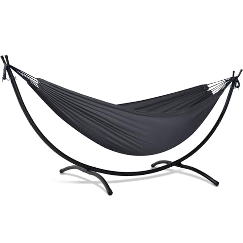 SUNCREAT Hammocks Standing Patio Hammock, Portable Hammock with Stand Foldable, Dark Gray - color: Dark Gray