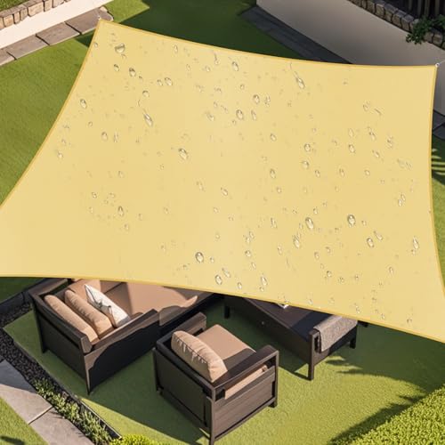 Amagenix Waterproof Sun Shade Sail 10'X13' Sand Shade Canopy Curved Edge 95% UV Blocking Awning Shelter for Outdoor Patio Backyard Garden Activities,Customized - color: Sand, size: 1 0' X 1 3', style: Waterproof Rectangular