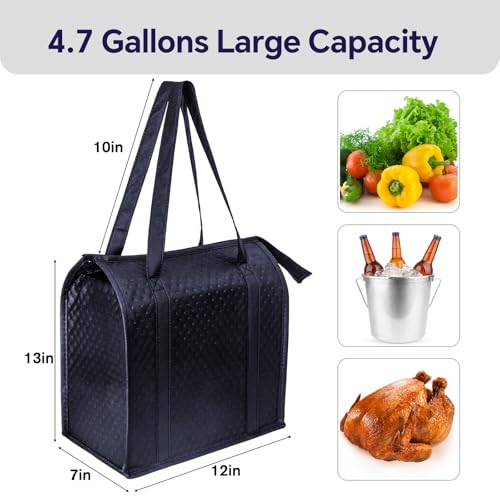 Insulated Grocery Bags, Reusable Insulated Bag, Portable Cooler Bags for Shopping Food Travel Beach Camping (4 Pack) - color: Navy Blue