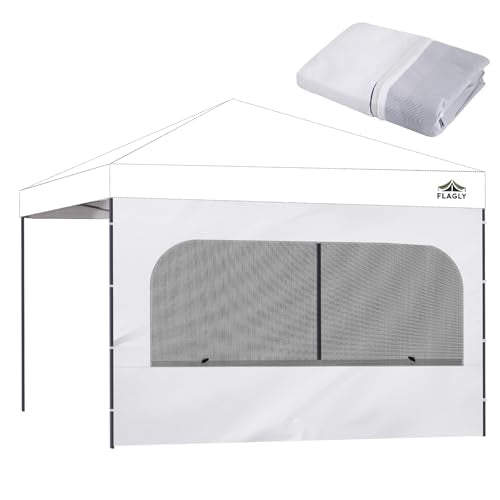 10x10 Pop Up Canopy Sidewall - 1 PC 300D Waterproof Attachable Tent Wall, Privacy Shade for Outdoor Events, Vendor Booths (Tent Not Included, with U-Shaped Window) - style: with U-Shaped Window