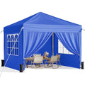 10x10 Pop Up Canopy with Sidewalls, Instant Portable Canopy Tent with Carry Bag for Commercial Events, Camping, Parties - Blue - color: Blue