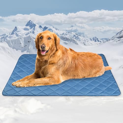 Tuiskusa Premium Cooling Blanket for Dogs Pet Cooling Pads Washable Pet Cool Mat for Cats Hot Weather Puppy Lightweight Throw Calming Pad(60x80 inches) - color: Deep Blue, size: X-Large(60"x80")