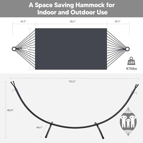 SUNCREAT Hammocks Standing Patio Hammock, Portable Hammock with Stand Foldable, Dark Gray - color: Dark Gray