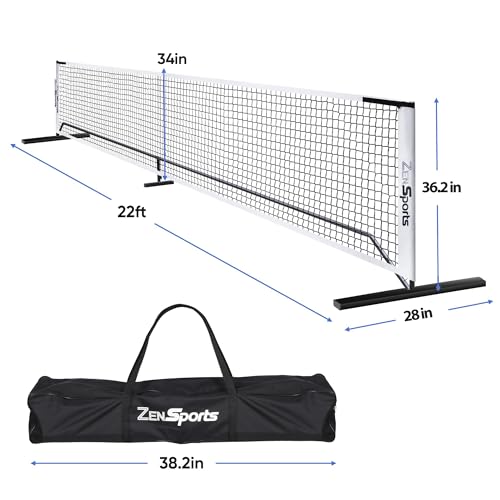 ZENY Portable Pickleball Net Set System with Metal Frame and 22FT Regulation Size Pickball Net with Carry Bag for Backyard, Driveways, Outdoor Game - style: Pickleball Net with Court Marker