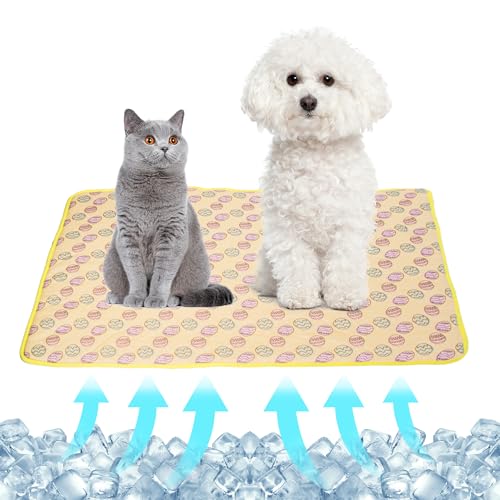NACOCO Pet Cooling Mat Cat Dog Cushion Pad Summer Cool Down Comfortable Soft for Pets and Adults (S, Yellow) - color: Yellow Egg, size: S: 15.5'' x 19.5''