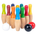 Wooden Bowling Game, Garden Game Set with 10 Pins 3 Balls and Mesh Bag for Kids Adults, Indoor Outdoor Lawn Backyard Activity