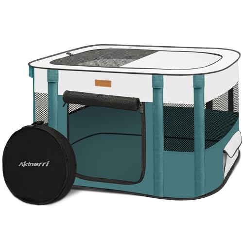 Dog Playpen - Foldable Cat Play Pens for Pubby,Kitten, Rabbit,Portable Pet Tent with Carring Bag for Indoor/Outdoor Travel Camping (Blue-Medium) - color: Blue, style: Medium