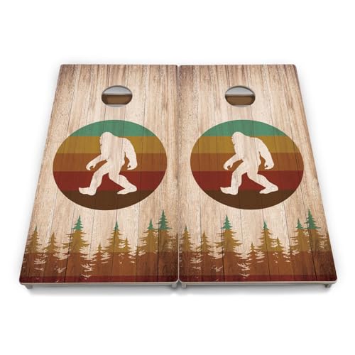 Cornhole Solutions PRO Tournament Cornhole Bundle – Regulation 4 ft x 2 ft Professional Set – ¾″ Baltic Birch Plywood – Folding Legs – UV Printed & Clear Coated – Made in USA - color: Bigfoot Circle