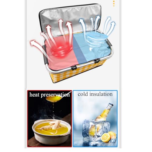 2 Packs Insulated Collapsible Picnic Basket with Picnic Mat 25L Large Capacity Leak-Proof Collapsible Cooler Bag for Outdoor Activities, Beach, Camping, Market Shopping,Travel