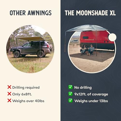 MoonShade Portable Vehicle Awning, Extra Large 12' x 9' Lightweight Canopy for Trucks, SUVs, Vans, Campers & Outdoor Adventures (Shadow Blue XL) - color: Shadow Blue XL