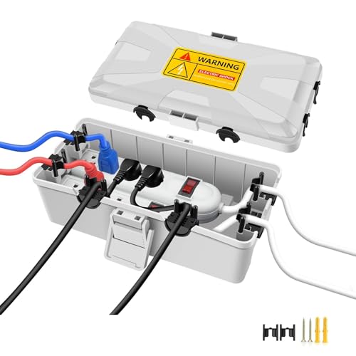 NineLeaf Outdoor Electrical Box,Weatherproof Connection Box w/6 Cable Entry,IP54 Waterproof Extension Cord Cover Protect Power Strips,Timer,Plug,Holiday Lights,10.3x5.9x3.7”,Grey - color: Grey, size: 262x150x94mm