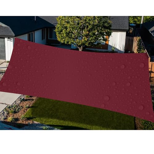 TANG 5'x6' Waterproof Sun Shade Sail Rectangle Outdoor Canopy UV Block Shade Cloth with Curved Edge for Patio Backyard Pool Pergola Cover, Red - color: Red, size: 5'x6'