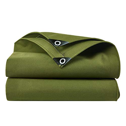 16oz Canvas Tarps 20 x 30FT Heavy Duty Waterproof Finished Outdoor Multipurpose Tarps, UV/Tear/Wear Resistant Tarpaulin Green Tarp Cover for Car, Boat, Camping Firewood, w/Grommets - size: 20 x 30FT