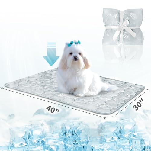 NWK Dog Cooling Blanket, Q-Max>0.345, Ice Silk Cool to Touch Material, Bed Cover, Furniture Protector Couch Sofa for Summer, Anxiety Relief-Machine Washable (Misty Gray,30'' X 40'') - color: Misty Gray, size: 30* 40