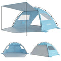 Elegear CumbreX™ Beach Tent Sun Shelter with Canopy, 6-8 Person Beach Tent, Easy Setup UPF 50+ UV Protection Portable Lightweight Double Silver Coating Cabana Sun Shade Shelter - Sky Blue - color: Sky Blue, size: 6-8 Person