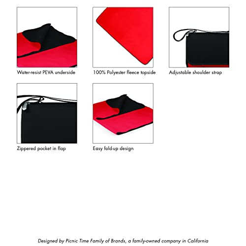 PICNIC TIME Coca-Cola Emoji Blanket Tote Picnic Blanket, Folding Outdoor Beach and Camping Blanket with Carry Tote and Zipper Pocket, Water Resistant Fleece, (Red and White Gingham with Gray Flap) - color: Coca-cola Emoji - Red & White Gingham Pattern Wit