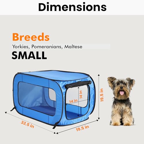 Beatrice Home Fashions Portable, Collapsible, Pop Up Kennel Travel Cat and Dog Crate, 32.5" L x 19.5" W x 19.5" H, Blue - color: Blue, size: 32.5"L x 19.5"W x 19.5"H